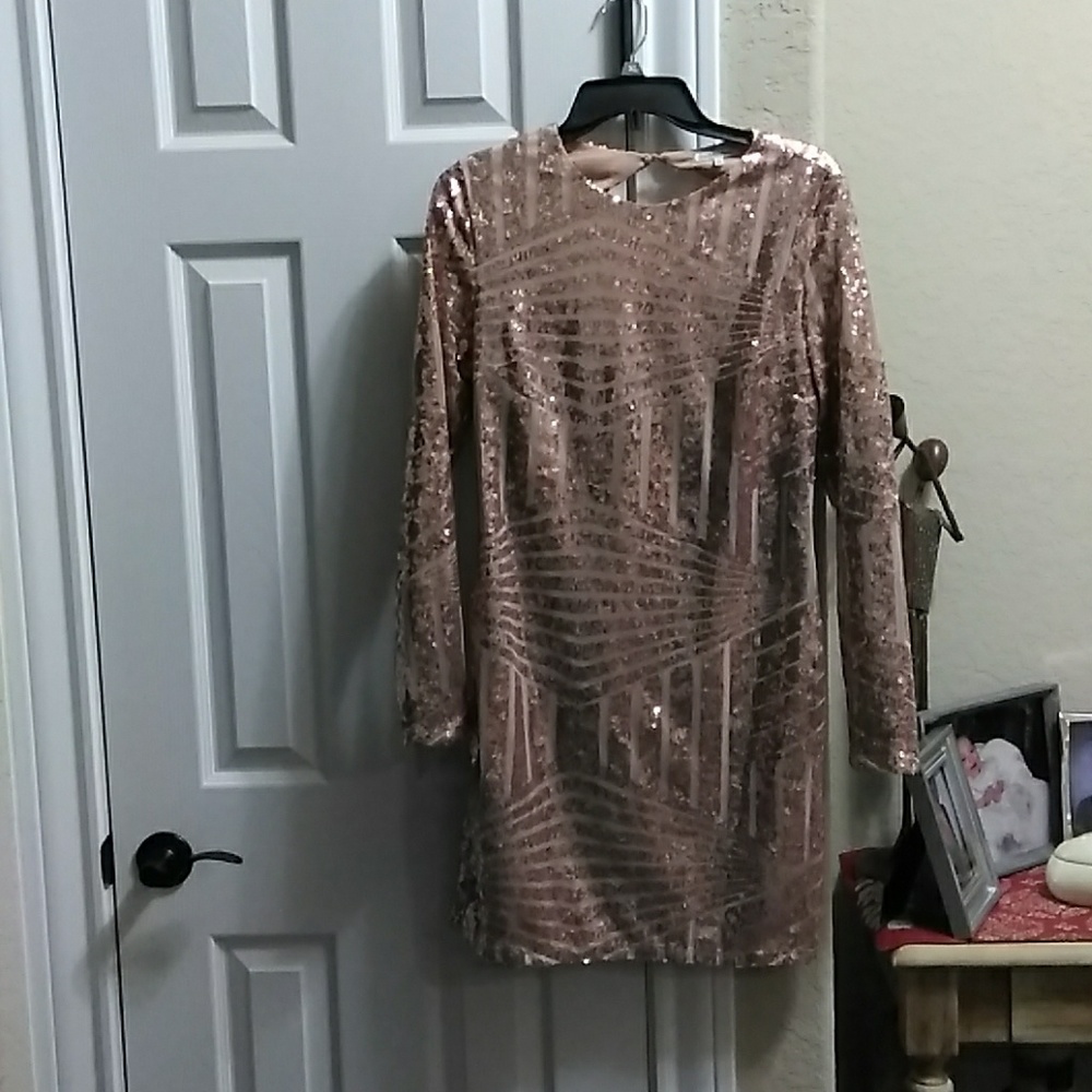 Rose gold sequin party dress